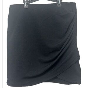 Exlura Black Draped Mini Skirt, Wrap Front, Asymmetrical Pencil Skirt -‎ M, NWT